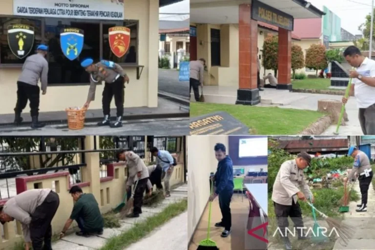 Polres Tanjungbalai Respon Cepat Instruksi Presiden Prabowo dengan Gerakan Kebersihan Mako